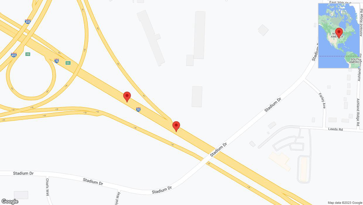 A detailed map that shows the affected road due to 'Broken down vehicle on eastbound I-70 in Kansas City' on November 1st at 1:54 p.m.