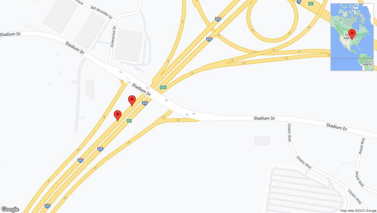A detailed map that shows the affected road due to 'Broken down vehicle on southbound I-435 in Kansas City' on November 1st at 1:06 p.m.