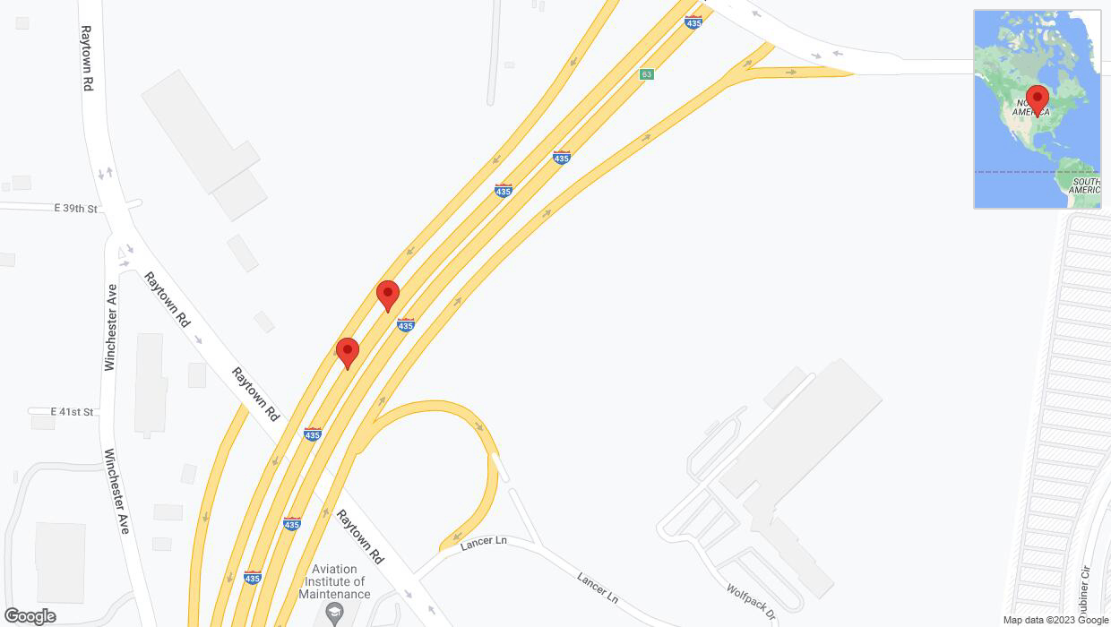 A detailed map that shows the affected road due to 'Broken down vehicle on southbound I-435 in Kansas City' on November 1st at 3 p.m.