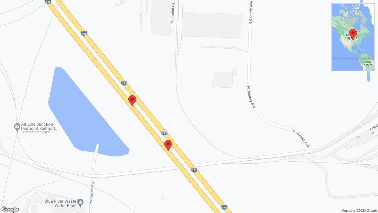 A detailed map that shows the affected road due to 'Broken down vehicle on southbound I-435 in Kansas City' on November 1st at 4 p.m.