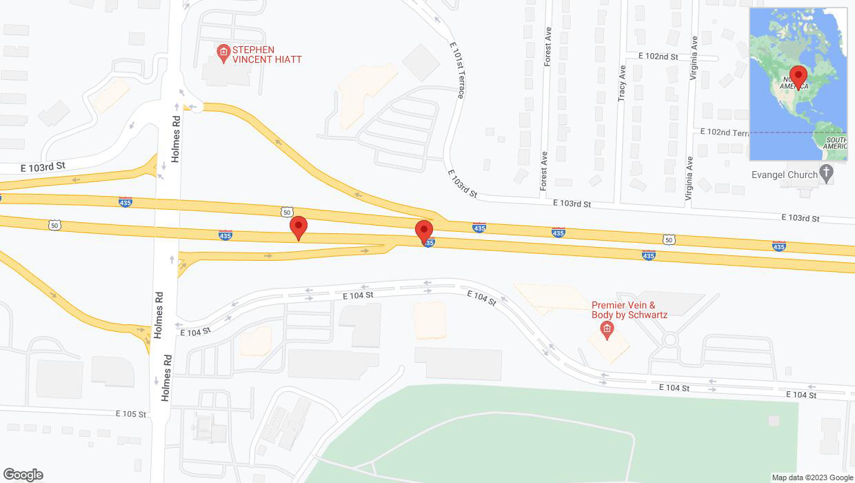 A detailed map that shows the affected road due to 'Broken down vehicle on eastbound I-435 in Kansas City' on November 1st at 5:18 p.m.