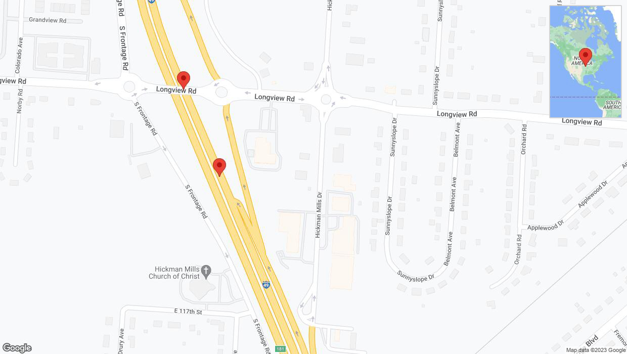 A detailed map that shows the affected road due to 'Broken down vehicle on northbound I-40/US-71 in Kansas City' on November 1st at 6:54 p.m.