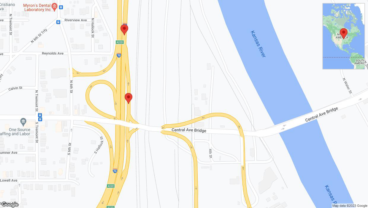 A detailed map that shows the affected road due to 'Crash reported on the Dwight D. Eisenhower Highway in Kansas City' on November 1st at 8 p.m.