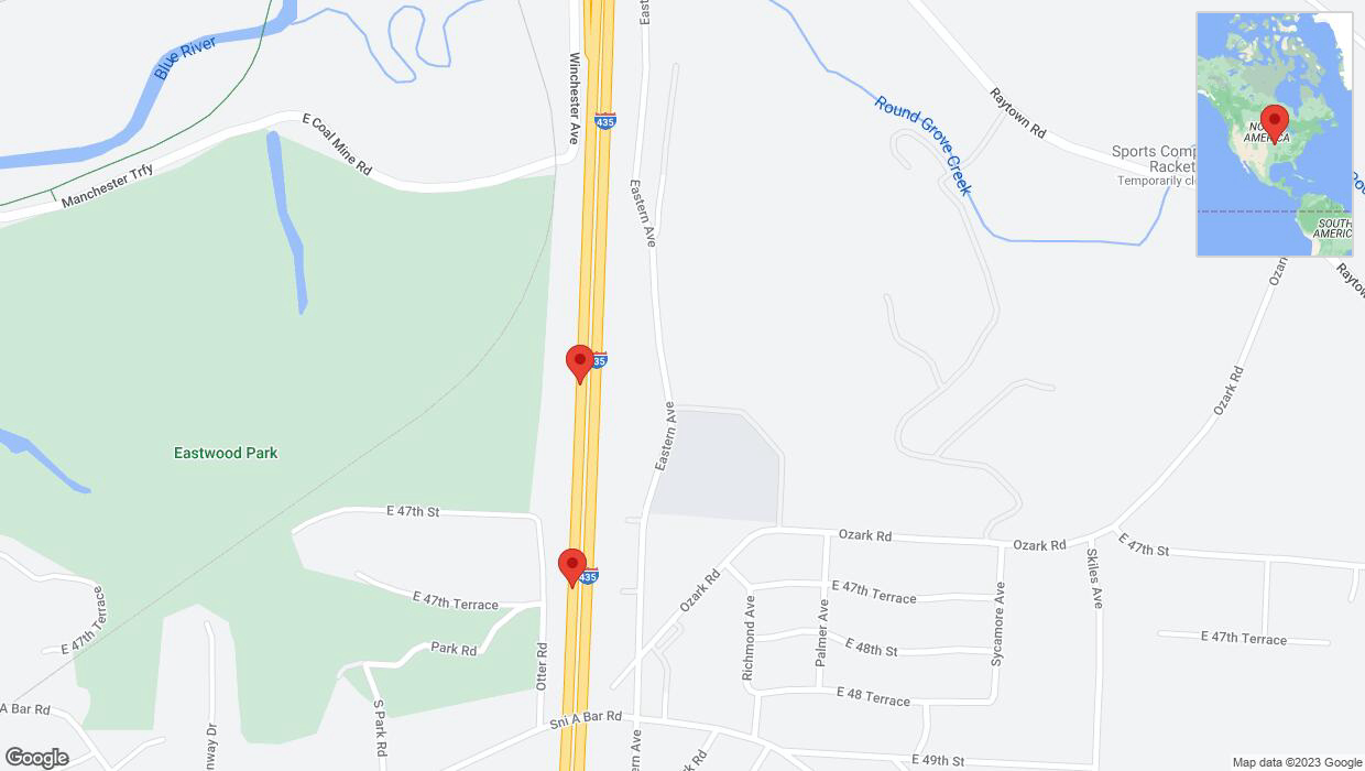A detailed map that shows the affected road due to 'Broken down vehicle on southbound I-435 in Kansas City' on November 1st at 7:36 p.m.