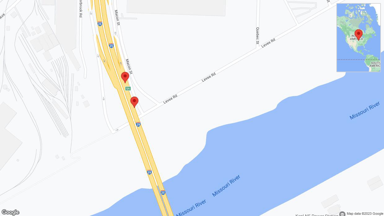 A detailed map that shows the affected road due to 'Broken down vehicle on northbound I-29/I-35 in North Kansas City' on November 2nd at 4:53 p.m.