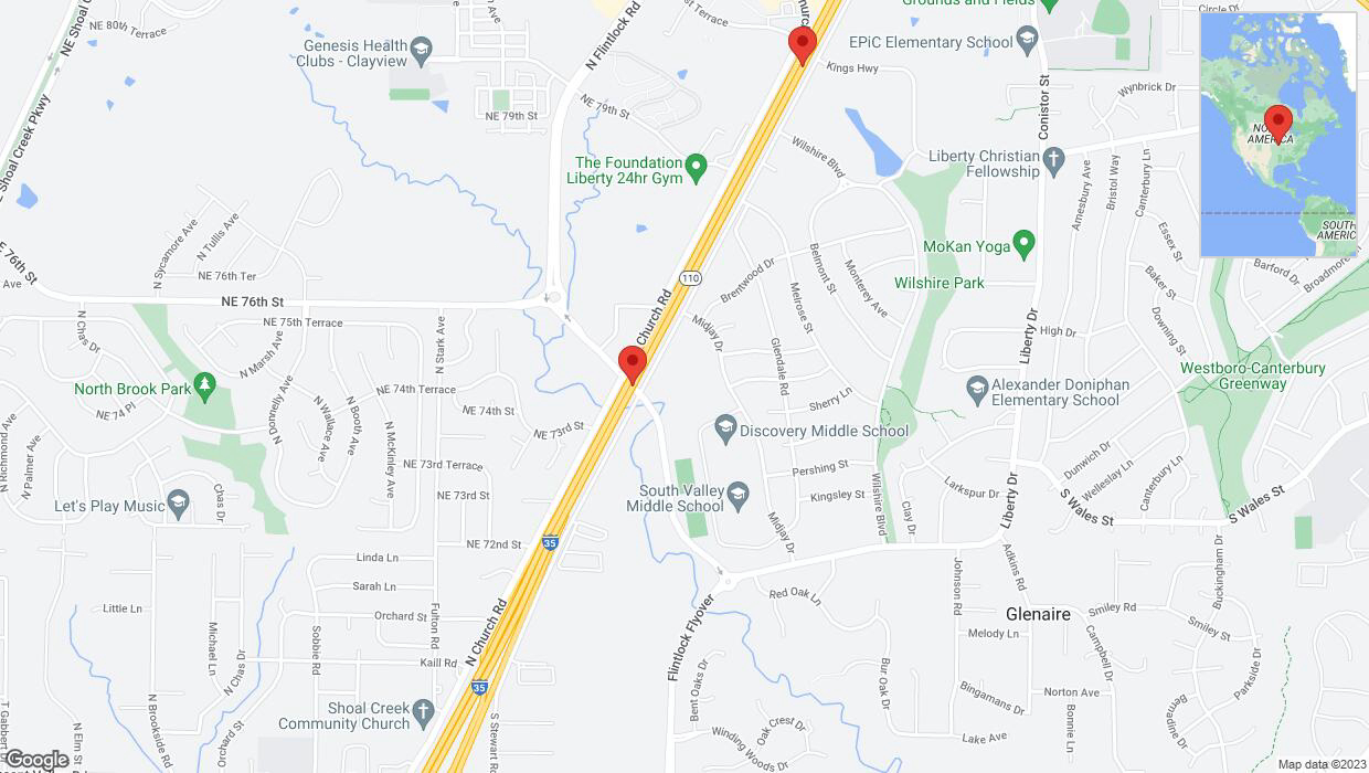 A detailed map that shows the affected road due to 'Crash reported on northbound I-35 in Kansas City' on November 2nd at 4:47 p.m.