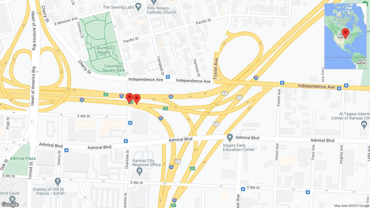 A detailed map that shows the affected road due to 'Broken down vehicle on eastbound I-35 in Kansas City' on November 3rd at 2:15 p.m.