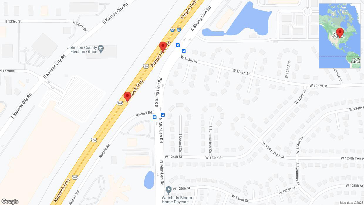 A detailed map that shows the affected road due to 'Broken down vehicle on eastbound I-35 in Olathe' on November 3rd at 5:20 p.m.