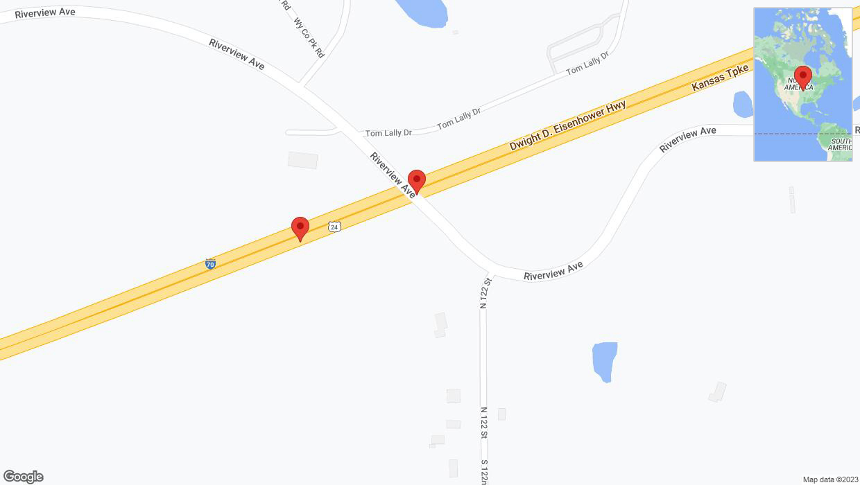 A detailed map that shows the affected road due to 'Crash reported on eastbound I-70 in Bonner Springs' on November 3rd at 6:02 p.m.