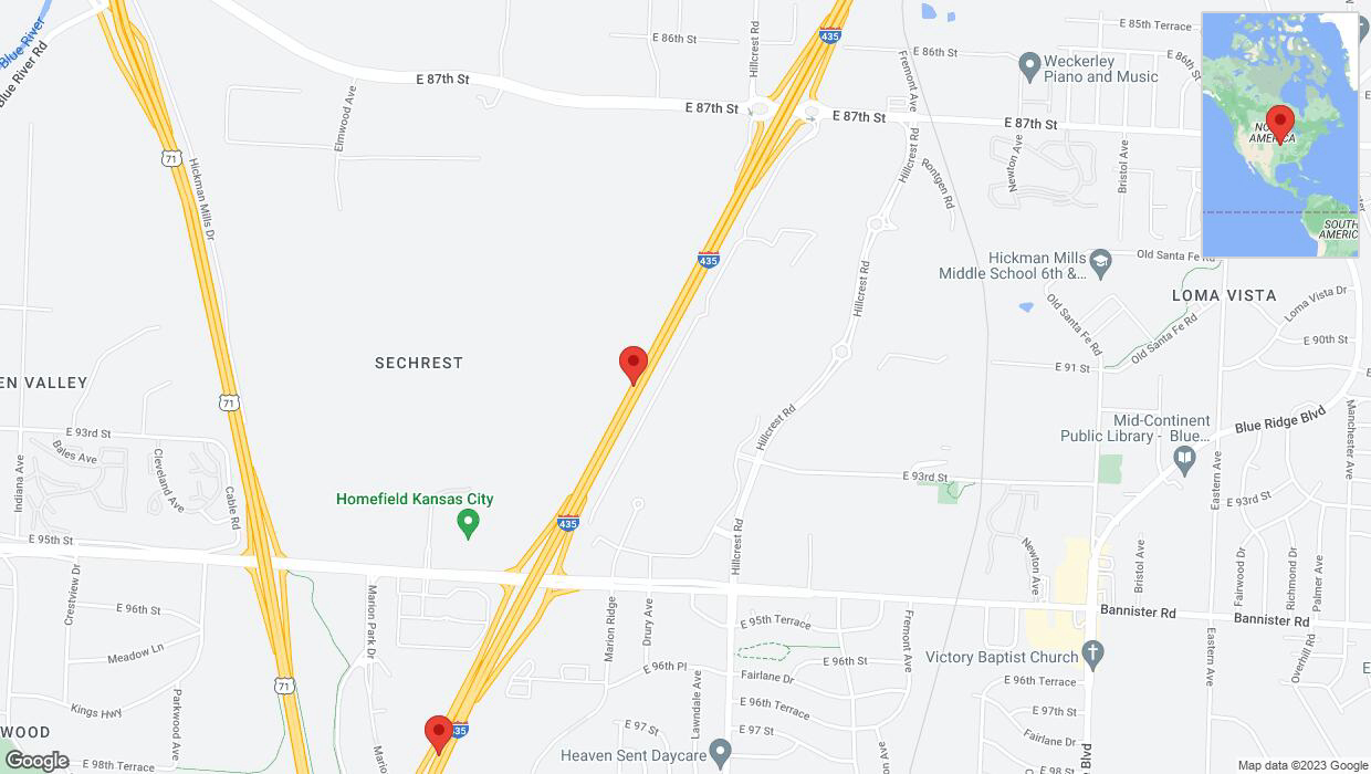 A detailed map that shows the affected road due to 'A crash has been reported on southbound I-435' on November 3rd at 6:02 p.m.