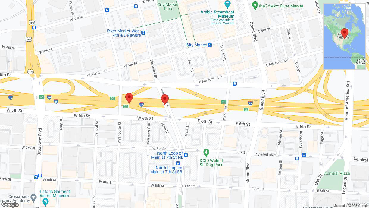 A detailed map that shows the affected road due to 'Broken down vehicle on eastbound I-70/I-35 in Kansas City' on November 3rd at 7:32 p.m.