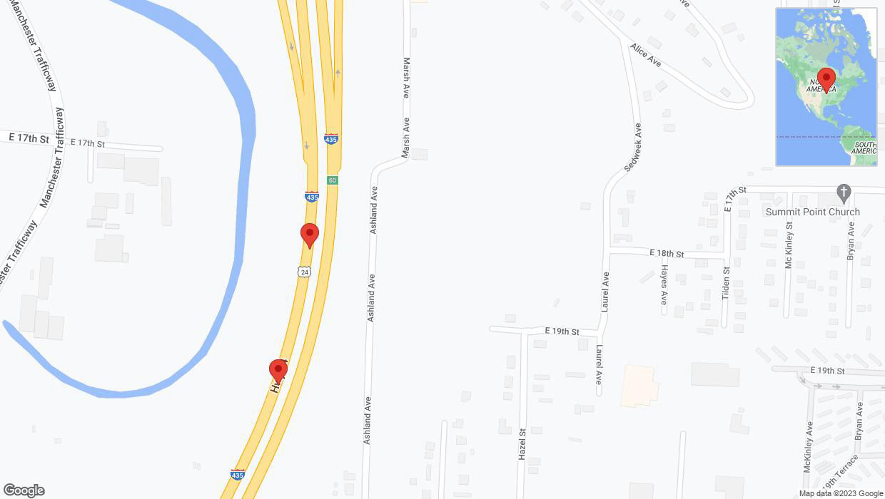 A detailed map that shows the affected road due to 'Broken down vehicle on southbound I-435 in Kansas City' on November 3rd at 7:56 p.m.