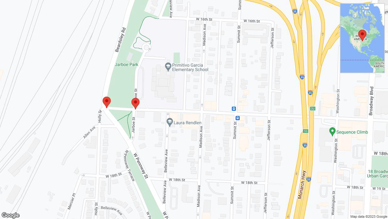 A detailed map that shows the affected road due to 'Jarboe Street closed in Kansas City' on November 3rd at 8:26 p.m.