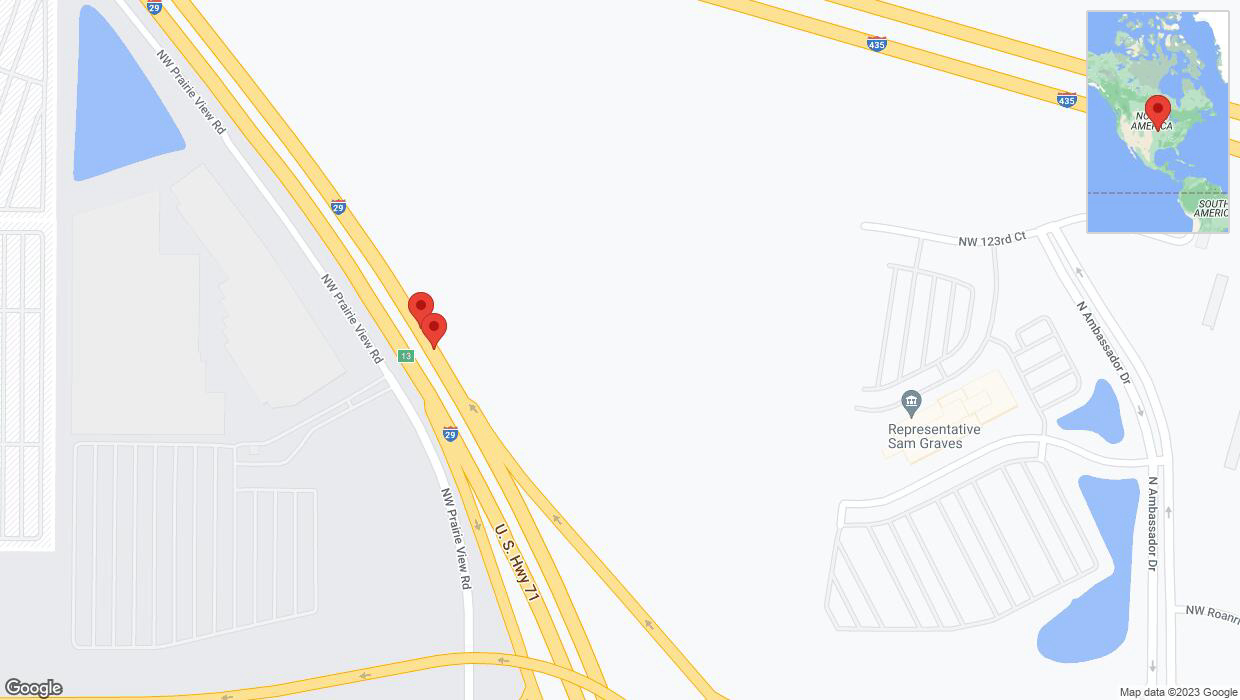 A detailed map that shows the affected road due to 'Broken down vehicle on northbound I-29 in Kansas City' on November 4th at 12:36 p.m.