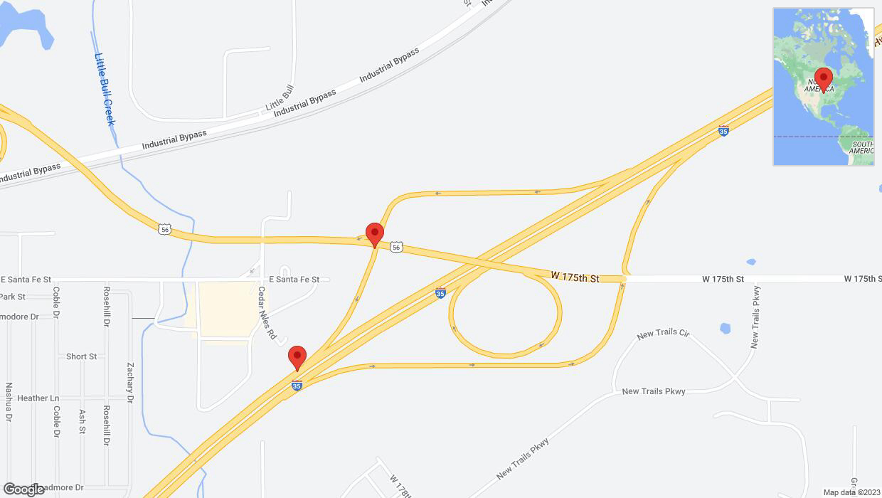 A detailed map that shows the affected road due to 'Broken down vehicle on East Santa Fe Street in Gardner' on November 4th at 3:36 p.m.