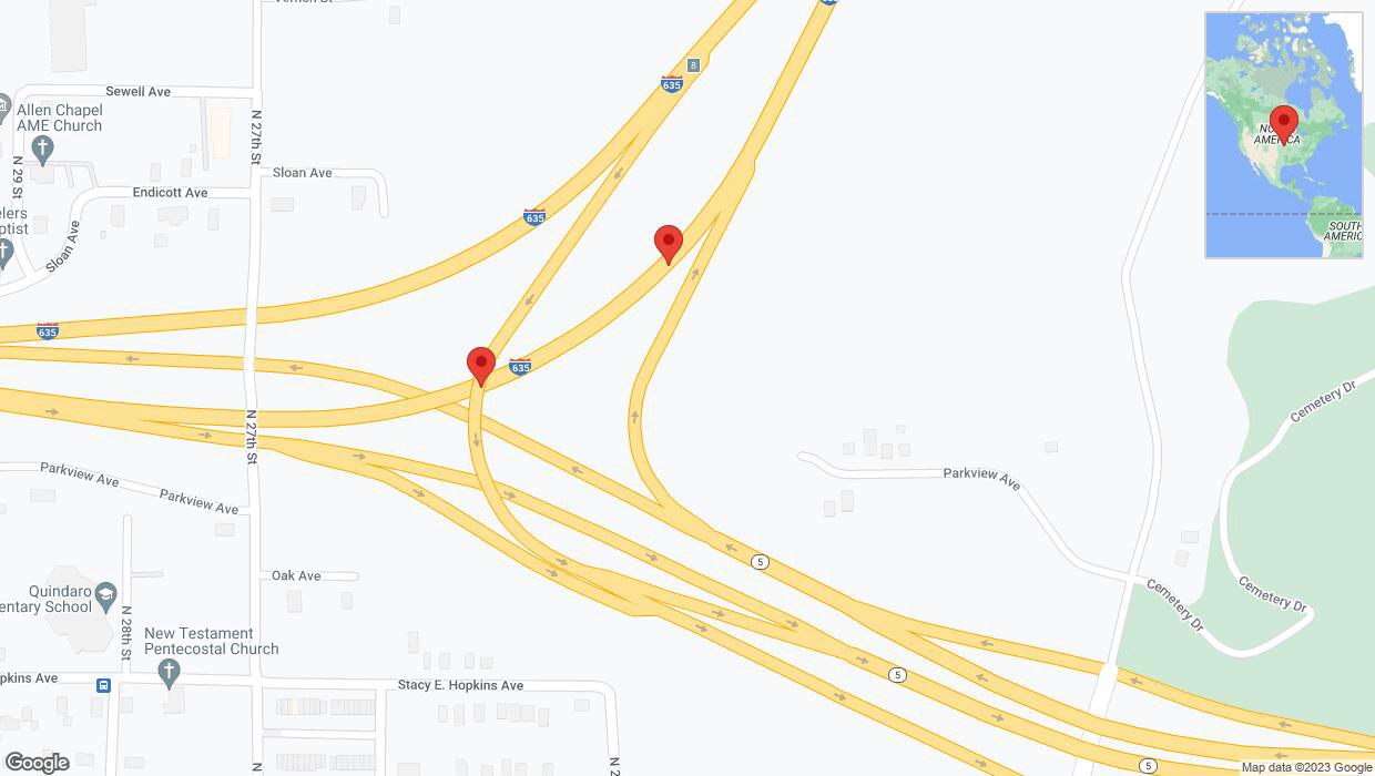 A detailed map that shows the affected road due to 'Broken down vehicle on northbound I-635 in Kansas City' on November 5th at 1:35 p.m.
