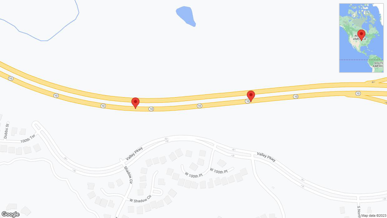 A detailed map that shows the affected road due to 'Broken down vehicle on eastbound K-10 in Lenexa' on November 5th at 5:43 p.m.
