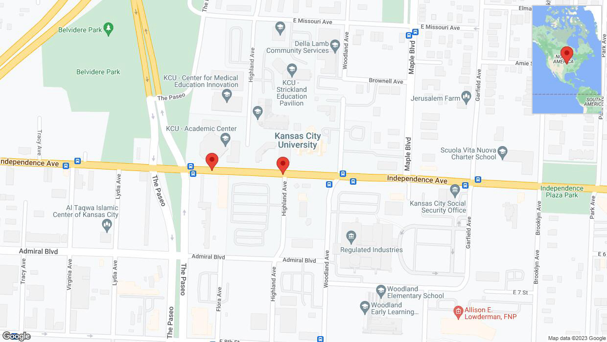 A detailed map that shows the affected road due to 'Independence Avenue/US-24 closed in Kansas City' on November 6th at 2:37 p.m.