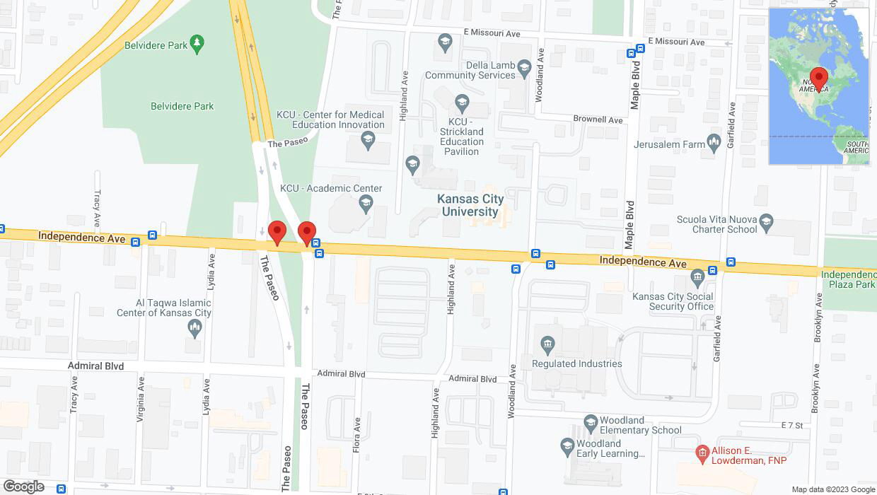A detailed map that shows the affected road due to 'Independence Avenue/US-24 temporarily closed in Kansas City' on November 10th at 6:19 p.m.