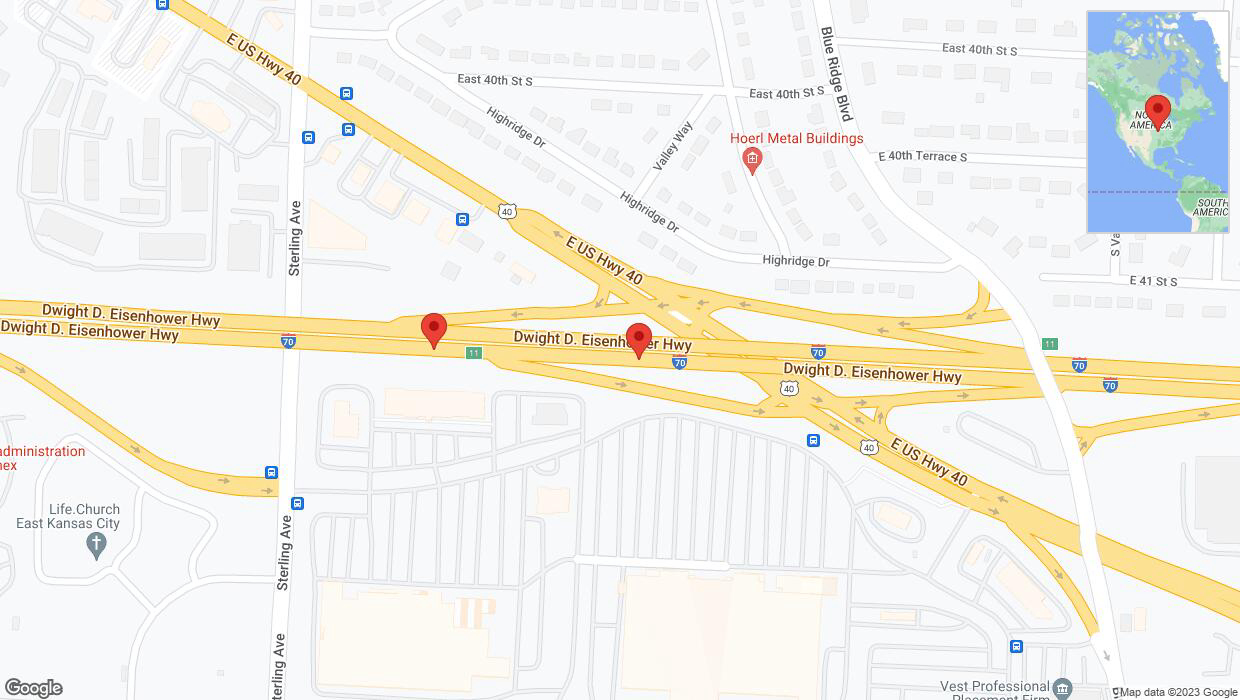 A detailed map that shows the affected road due to 'Broken down vehicle on eastbound I-70 in Kansas City' on November 6th at 12:31 p.m.