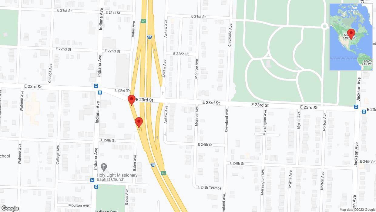 A detailed map that shows the affected road due to 'Broken down vehicle on East 23rd Street in Kansas City' on November 6th at 3:13 p.m.