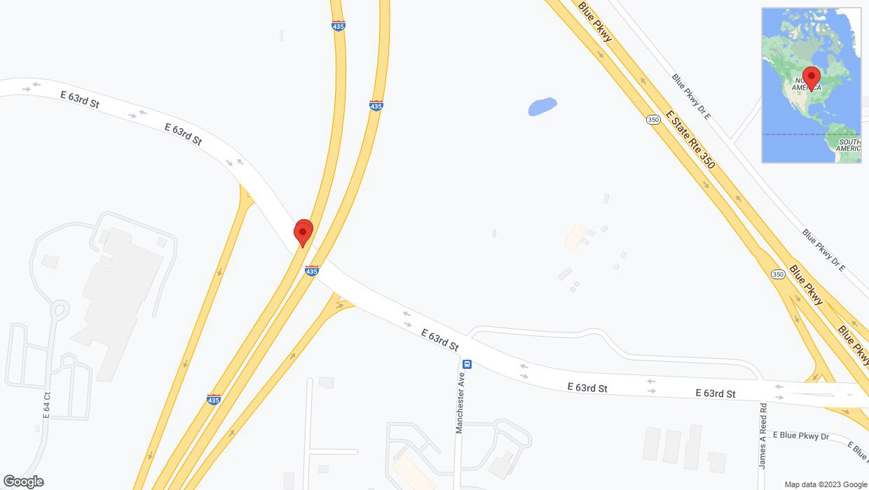 A detailed map that shows the affected road due to 'Broken down vehicle on southbound I-435 in Kansas City' on November 6th at 4:01 p.m.