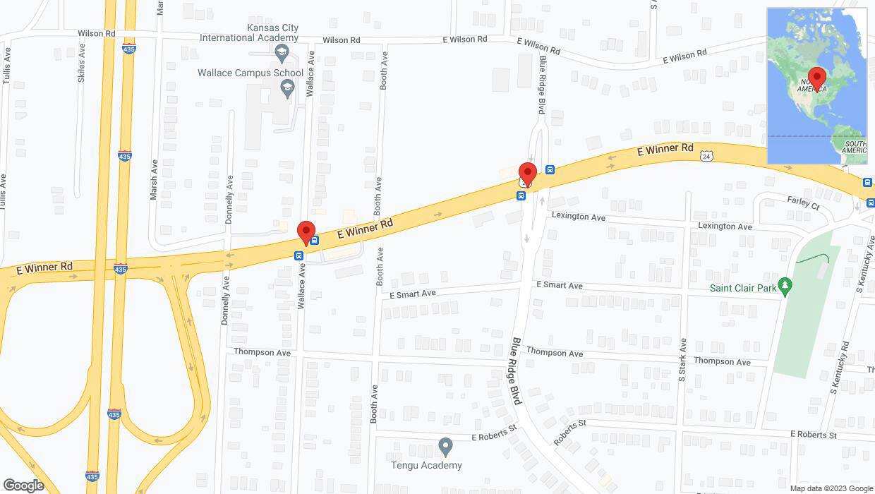 A detailed map that shows the affected road due to 'Kansas City: Road temporarily closed' on November 6th at 2:25 p.m.