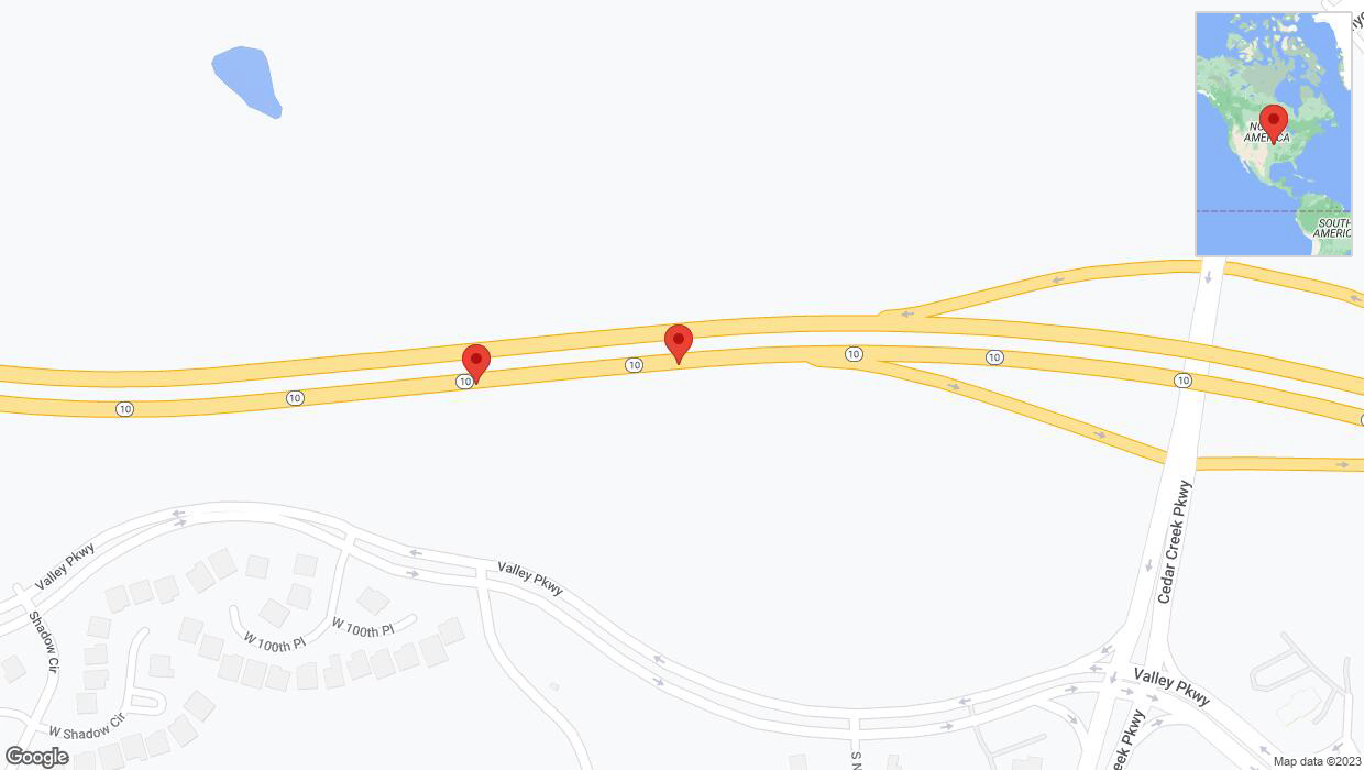 A detailed map that shows the affected road due to 'Warning: Crash on eastbound K-10 in Lenexa' on November 6th at 11:42 p.m.