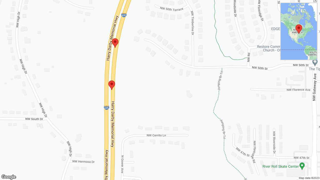 A detailed map that shows the affected road due to 'Broken down vehicle on northbound I-635 in Riverside' on November 7th at 2:06 p.m.