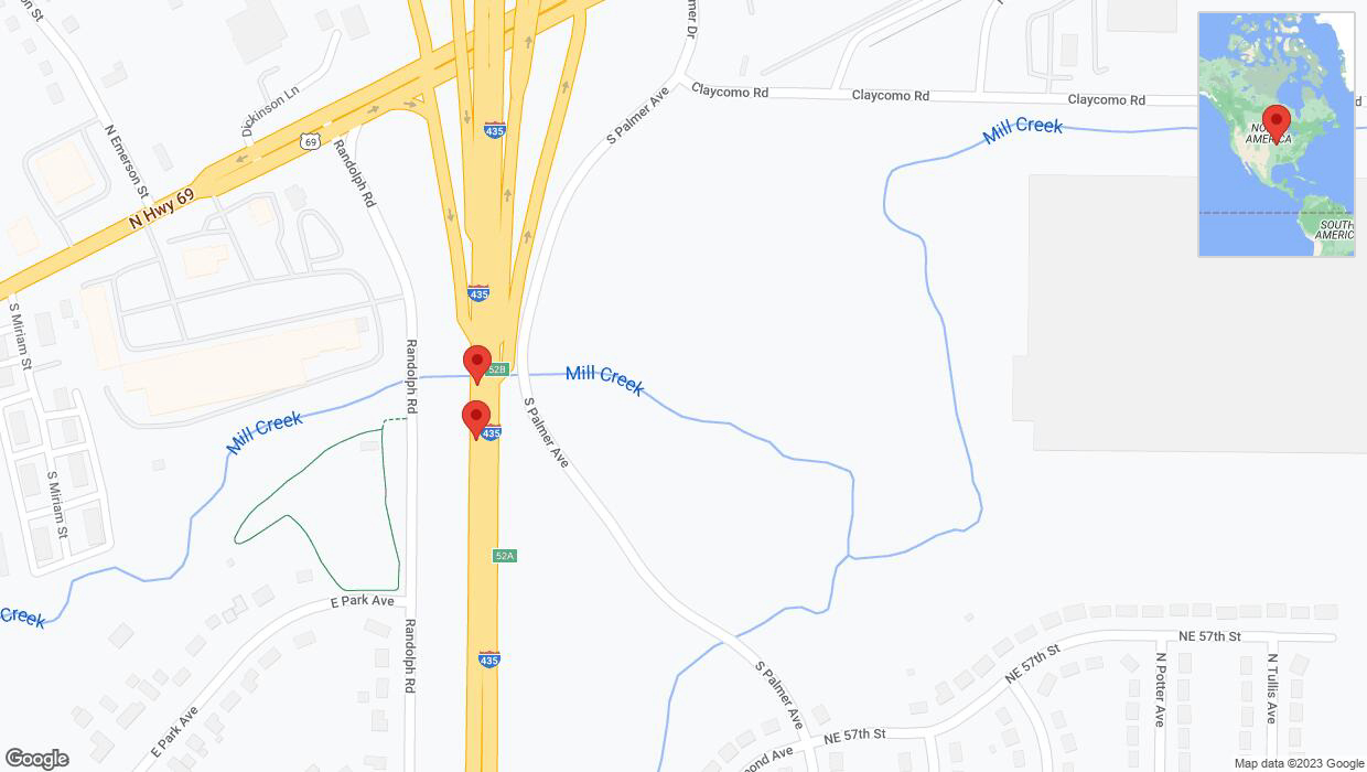 A detailed map that shows the affected road due to 'Broken down vehicle on southbound I-435 in Kansas City' on November 7th at 2:24 p.m.
