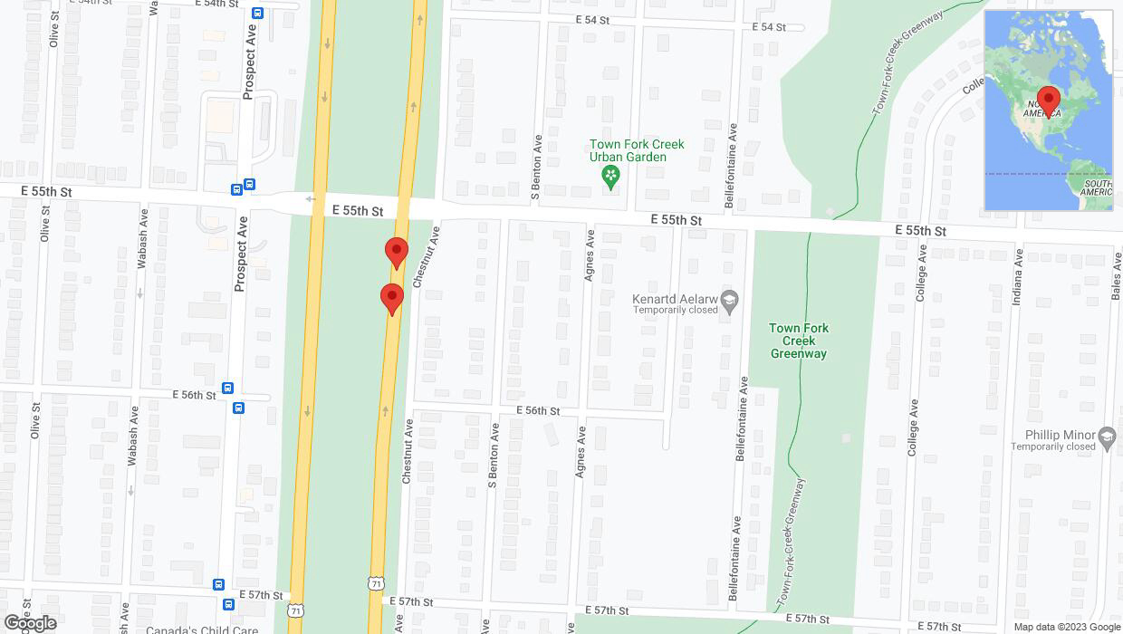 A detailed map that shows the affected road due to 'A crash has been reported on northbound the Bruce R Watkins Expressway/US-71' on November 7th at 3:12 p.m.