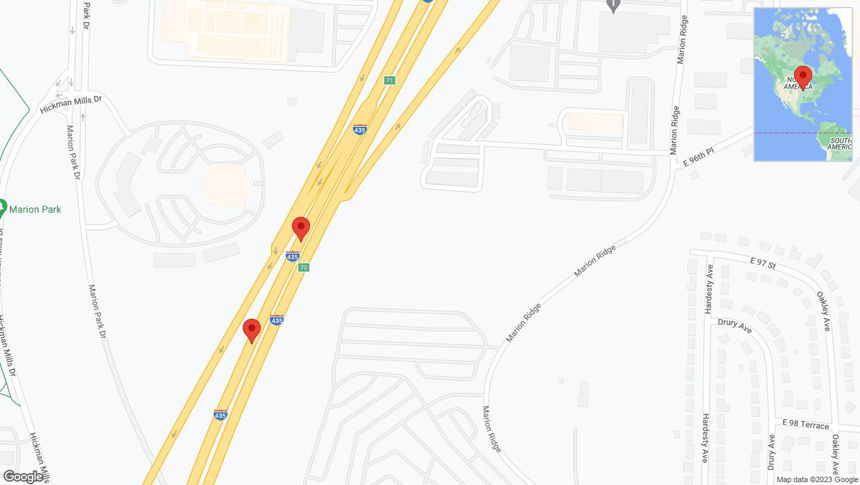 A detailed map that shows the affected road due to 'Broken down vehicle on southbound I-435 in Kansas City' on November 7th at 3:18 p.m.