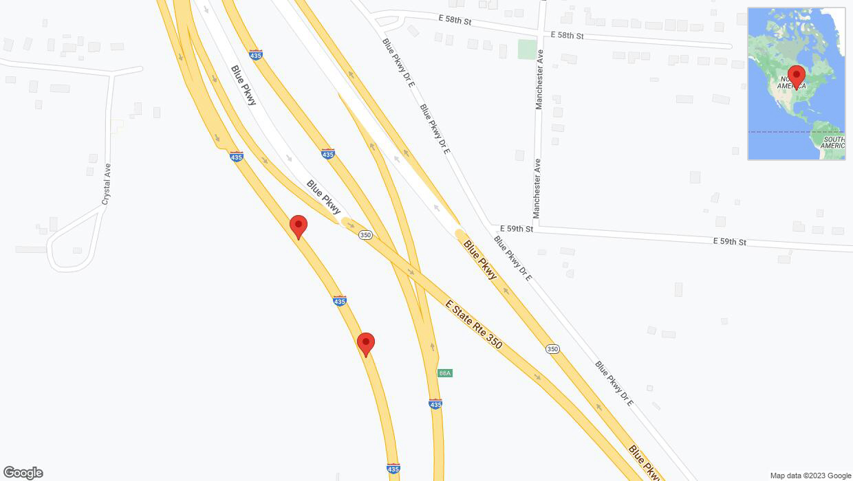 A detailed map that shows the affected road due to 'Broken down vehicle on southbound I-435 in Kansas City' on November 7th at 4 p.m.
