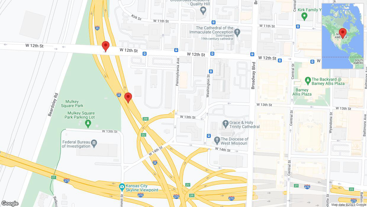 A detailed map that shows the affected road due to 'Broken down vehicle on northbound I-35 in Kansas City' on November 7th at 4:18 p.m.