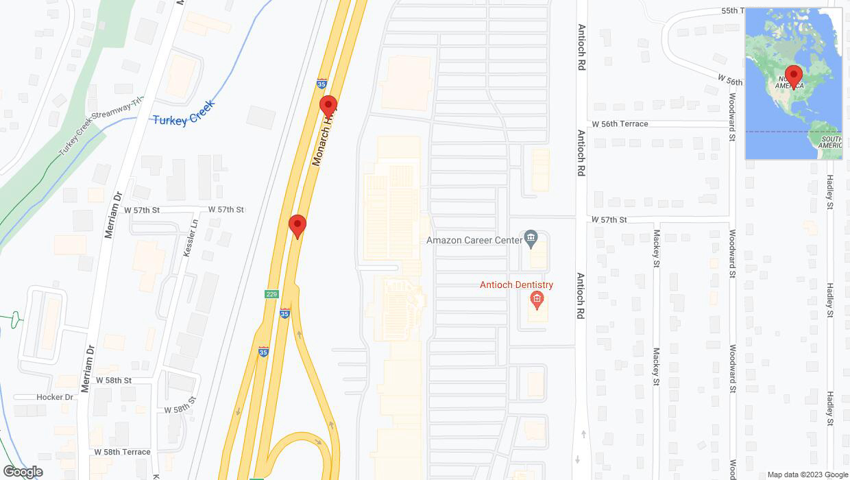 A detailed map that shows the affected road due to 'Warning in Shawnee: Crash reported on northbound I-35' on November 7th at 6:24 p.m.