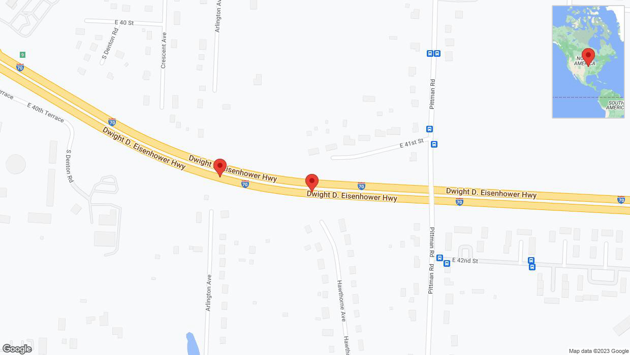 A detailed map that shows the affected road due to 'Broken down vehicle on eastbound I-70 in Kansas City' on November 7th at 6:18 p.m.