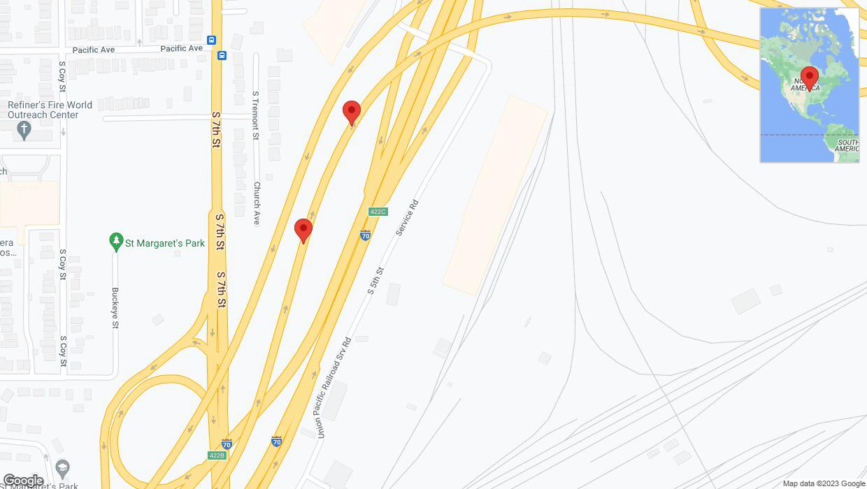 A detailed map that shows the affected road due to 'Broken down vehicle on eastbound I-670 in Kansas City' on November 7th at 8 p.m.