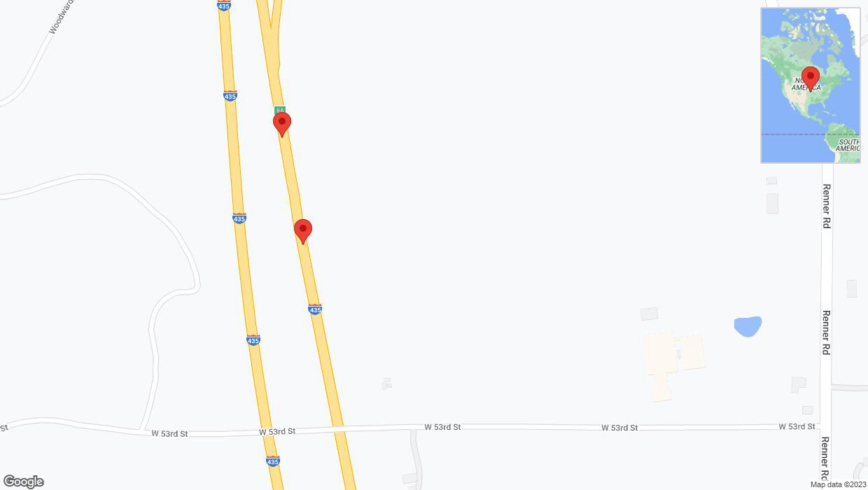 A detailed map that shows the affected road due to 'Broken down vehicle on northbound I-435 in Shawnee' on November 8th at 8:05 p.m.