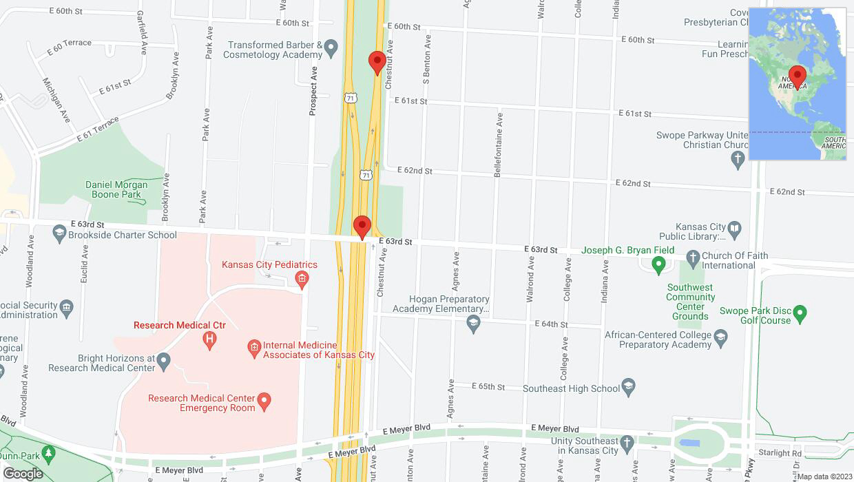 A detailed map that shows the affected road due to 'Crash update: Bruce R Watkins Expressway/US-71' on November 8th at 12:23 p.m.