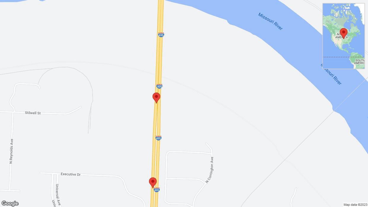 A detailed map that shows the affected road due to 'Broken down vehicle on southbound I-435 in Kansas City' on November 8th at 2:11 p.m.