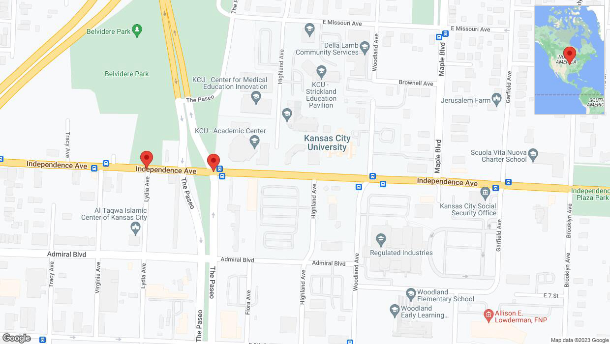 A detailed map that shows the affected road due to 'Independence Avenue/US-24 temporarily closed in Kansas City' on November 8th at 8:05 p.m.