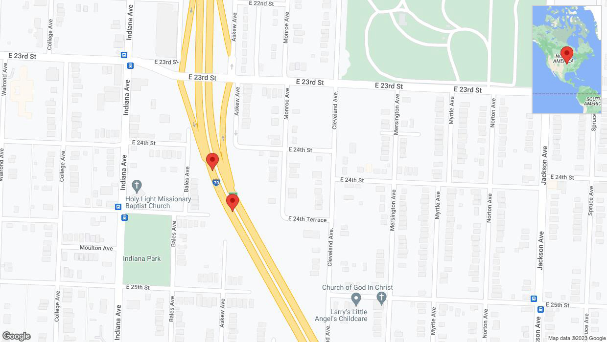 A detailed map that shows the affected road due to 'Broken down vehicle on eastbound I-70 in Kansas City' on November 8th at 8:41 p.m.