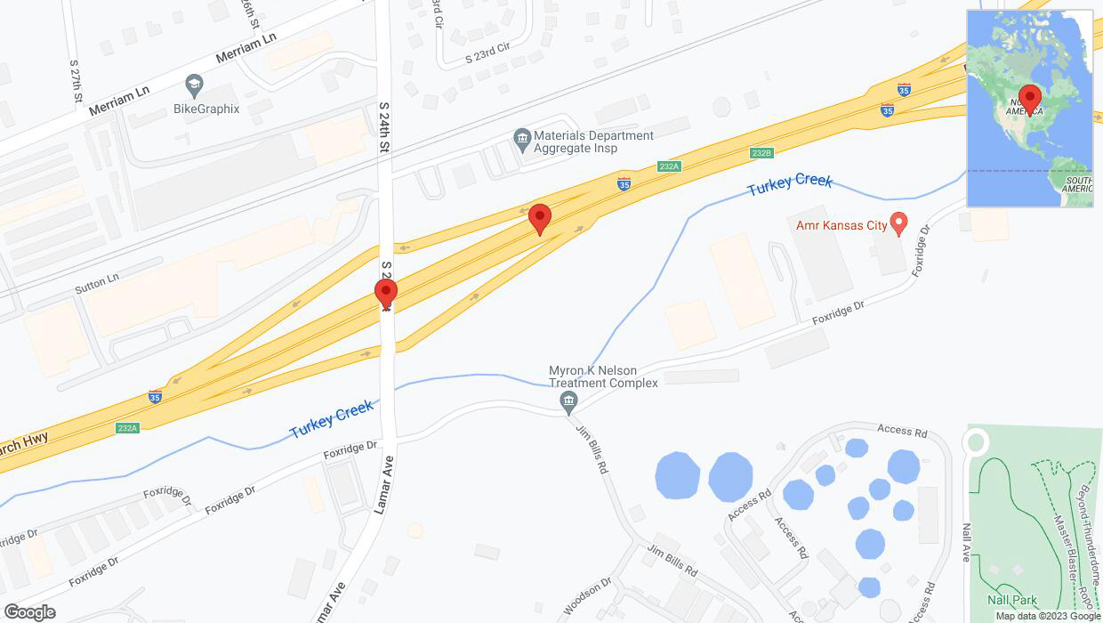 A detailed map that shows the affected road due to 'Broken down vehicle on northbound I-35 in Kansas City' on November 9th at 12:51 p.m.