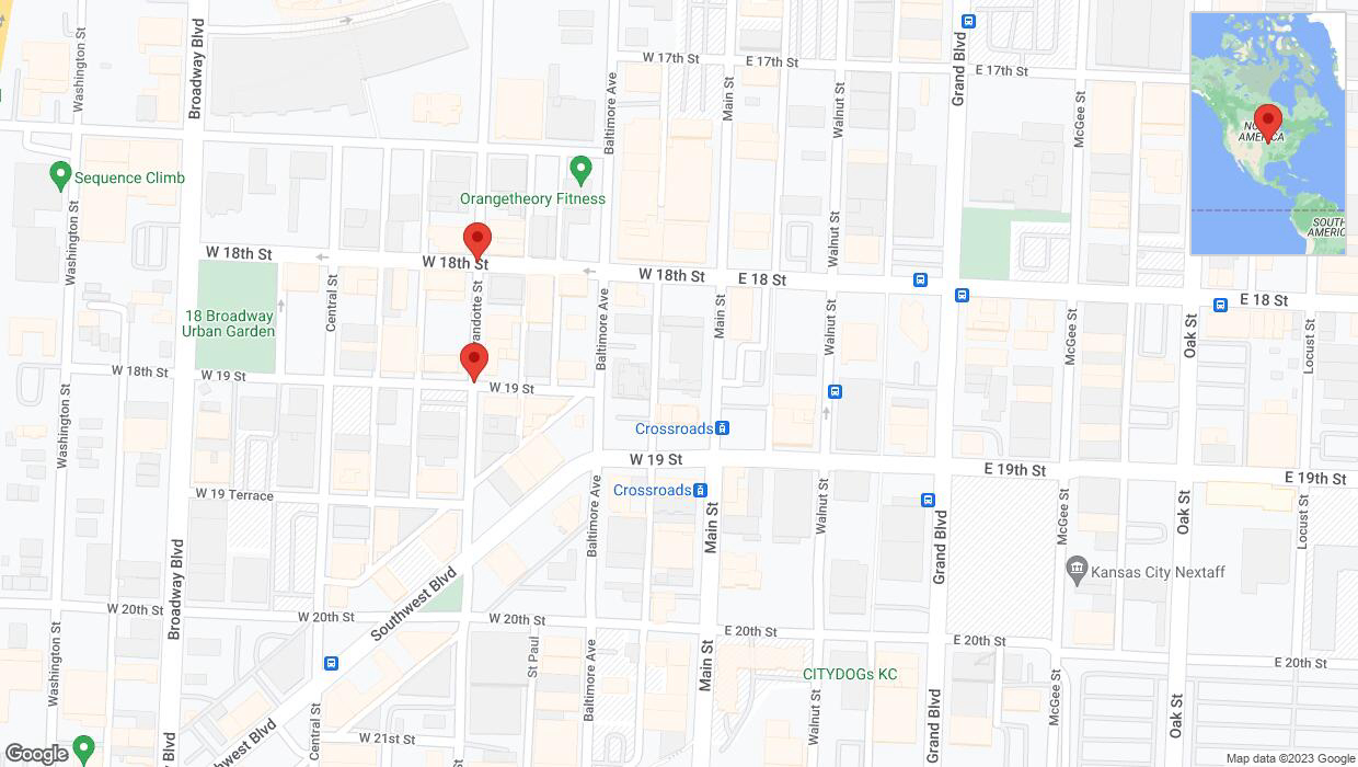 A detailed map that shows the affected road due to 'Wyandotte Street closed in Kansas City' on November 9th at 3:27 p.m.