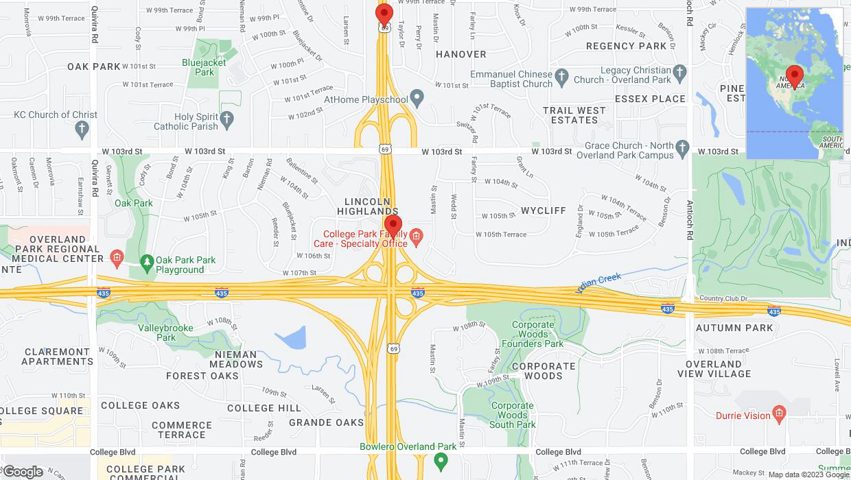 A detailed map that shows the affected road due to 'A crash has been reported on northbound US-69' on November 9th at 3:57 p.m.
