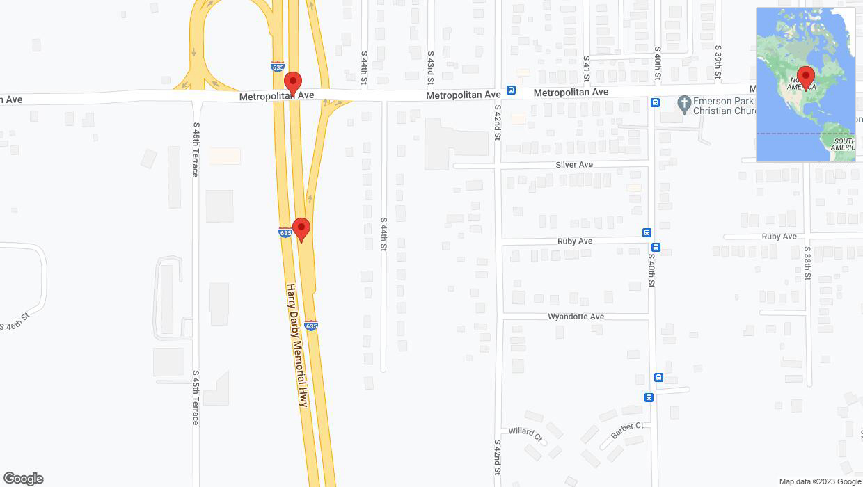 A detailed map that shows the affected road due to 'Broken down vehicle on northbound I-635 in Kansas City' on November 9th at 5:03 p.m.