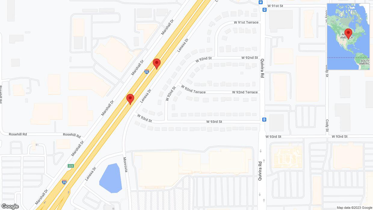 A detailed map that shows the affected road due to 'Broken down vehicle on eastbound I-35 in Lenexa' on November 10th at 7:31 p.m.