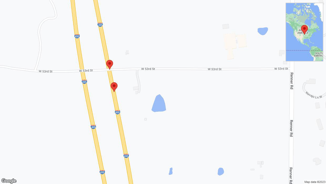 A detailed map that shows the affected road due to 'Broken down vehicle on northbound I-435 in Shawnee' on November 9th at 5:21 p.m.