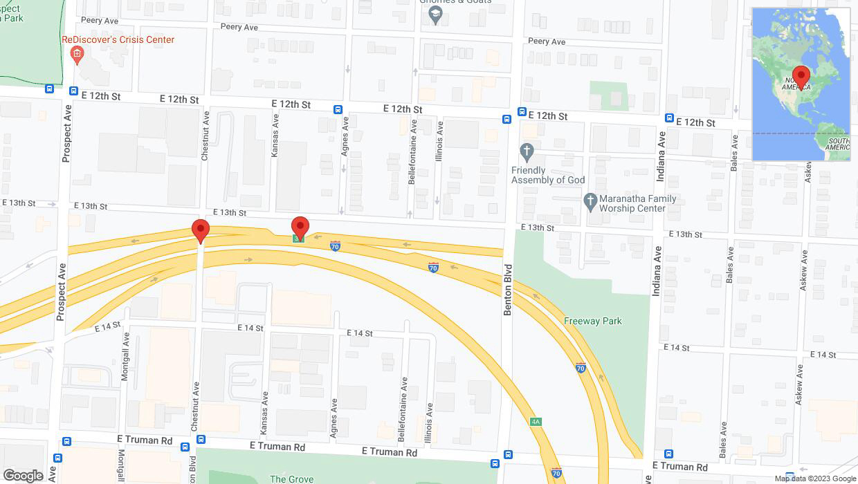 A detailed map that shows the affected road due to 'Broken down vehicle on westbound I-70 in Kansas City' on November 9th at 8:39 p.m.