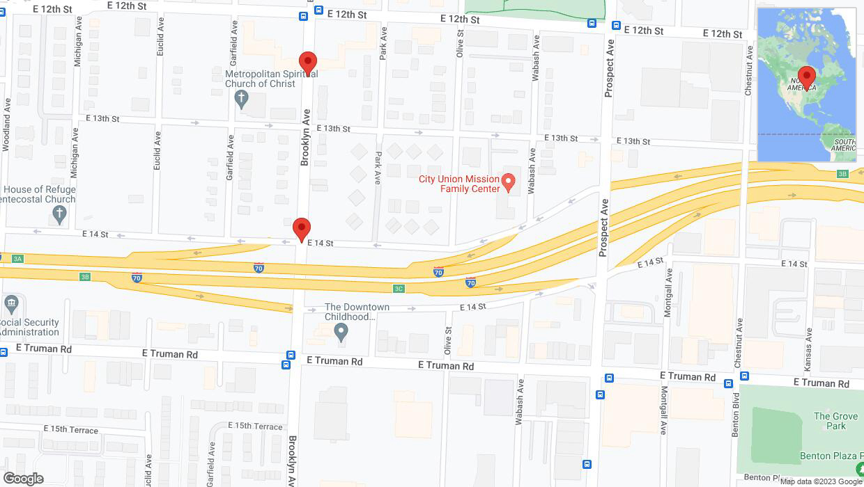 A detailed map that shows the affected road due to 'East 14th Street temporarily closed in Kansas City' on November 10th at 12:32 p.m.